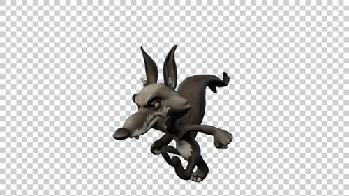 Coyote Cartoon Run Animation Angle View