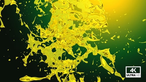 Vibrant Yellow Liquid Paint Splash Transition with Alpha Channel