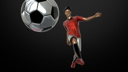 3D Soccer Player Kicking Ball Alpha Channel Animation