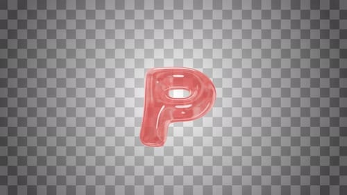 Red Glossy Letter P Inflation Animation