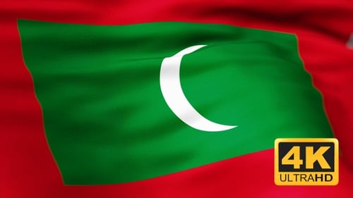 Waving Flag of Maldives with Realistic Fabric Texture