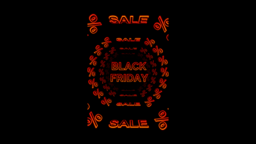 Vertical vdieo red neon black friday sale tunnel loop animation background