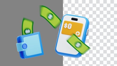 3D Animation of Seamless Top Up Balance Replenishment | Alpha Channel