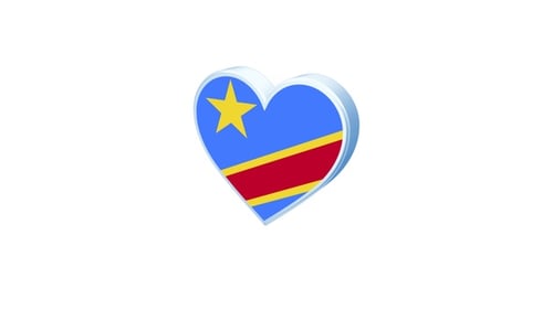 Congo Flag Heart 3D Rotation Animation