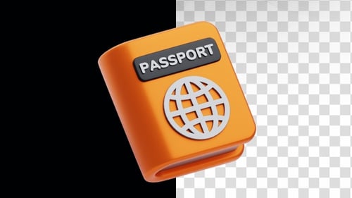3D Animation of Passport on Alpha Channel