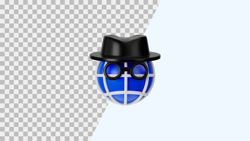 3D Animated Incognito Internet Globe Icon