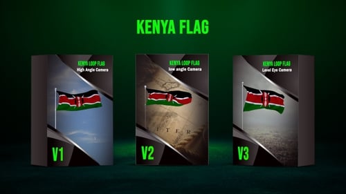Realistic Waving Kenya Flag Animation Pack with Alpha Channel