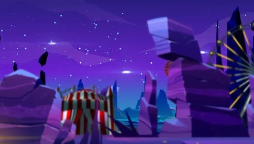 Animated Panoramic View of a Surreal Fantasy World