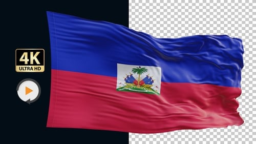 Realistic Haiti National Flag Waving Seamless Loop
