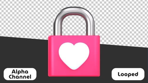 Love Padlock 3D Animation | Alpha Channel