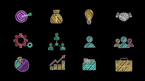 Animated Hand-Drawn Business Icons Pack Sketch Style