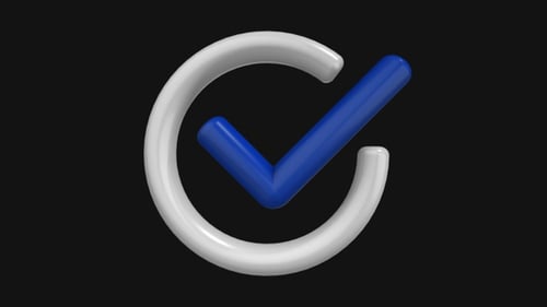 Glossy 3D Checkmark Icon Completion Animation