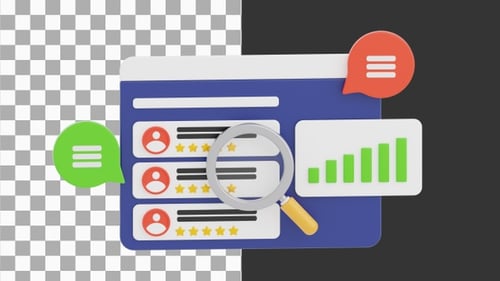 3D Animation of Customers Give Positive Feedback on Website Dashboard | Alpha Channel