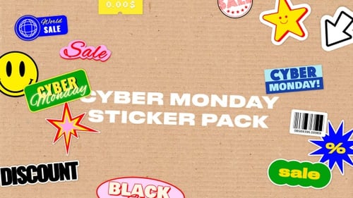 Animated Cyber Monday and Black Friday Sale Stickers Pack