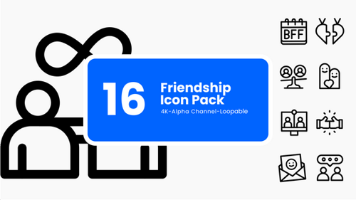 16 Minimal Animated Friendship Icons Pack