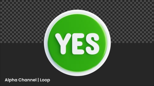 Bouncing 3D Yes Button Animation with Alpha Channel