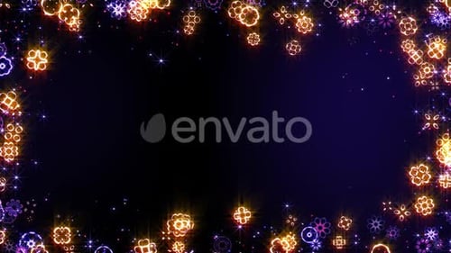Animated Glowing Ornamental Frame with Sparkling Particles