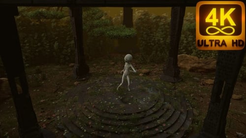 Alien Dancing in a Ancient Weed Forest Rotating Camera UFO Dance Trippy visuals Daylight VJ loop 4k