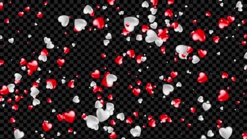 Falling Red and White Hearts Overlay