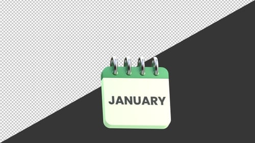 3D Month Passing Calendar | Alpha Channel