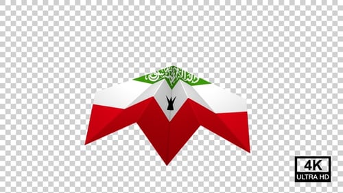 Abstract Geometric Iranian Flag Fluttering Loop Animation