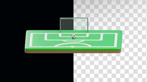Animated 3D Soccer Ball Scoring a Goal on a Green Field
