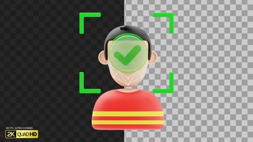 3D-Scannen der menschlichen Gesichtserkennung | Alpha-Kanal