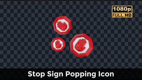 Animated 3D Red Stop Sign Icons