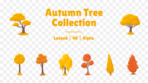 Looped Cartoon Autumn Tree Collection with Alpha Channel