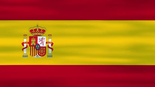 Realistic Waving Flag of Spain Seamless Loop Animation
