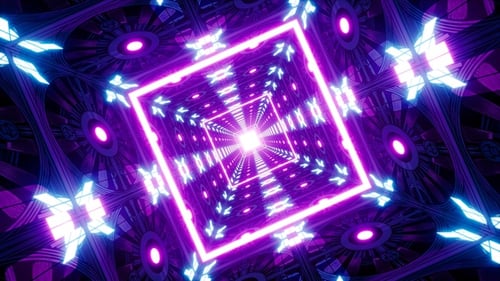 Glowing Neon Decorate Tiles Square Vj Loop
