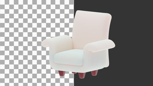 3D Animation of Modern Accent Chair | Alpha Channel