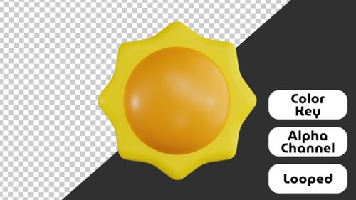 Stylized 3D Sun Icon Bouncing and Rotating Loop