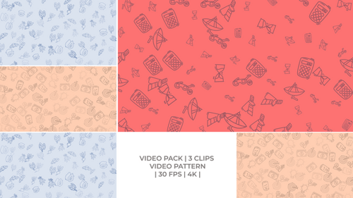 Seamless Looping Animated Sketch Icon Patterns Pack