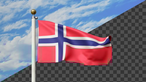 Norway Flag Waving Loop with Alpha Channel