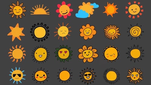 Animated Sketchy Sun Character Icon Pack