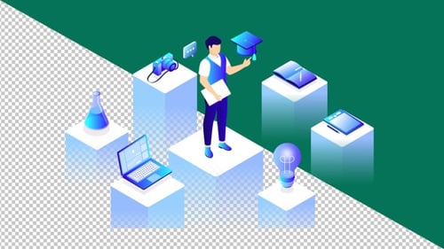 Isometric People Working with Technology