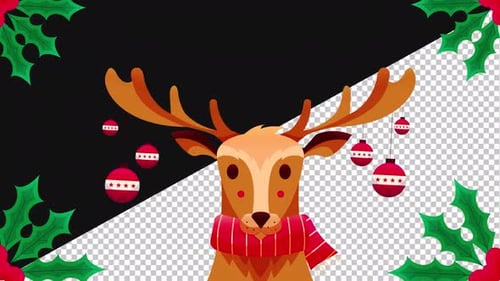 Animated Reindeer with Christmas Ornaments and Holly Loop