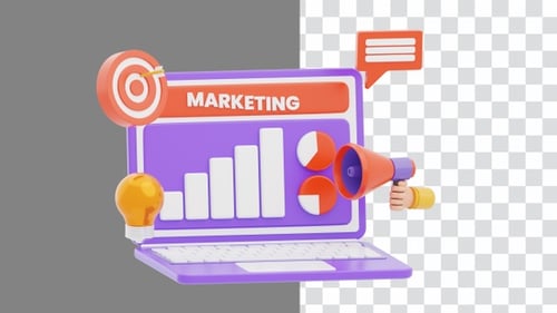 3D Animation of Digital Marketing Through Social Media | Alpha Channel