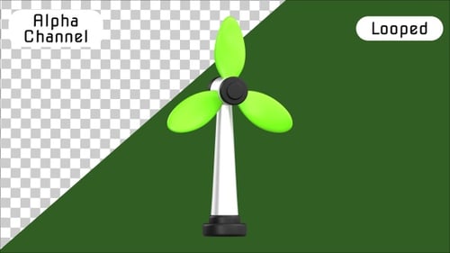 3D-Animation einer Öko-Windturbine | Alpha Channel