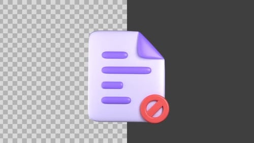 3D Animated Blocked Document Icon