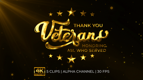 Thank You Veterans Text Animation
