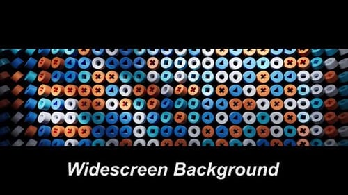 Waving 3D Cylinders with Symbols Abstract Background Loop