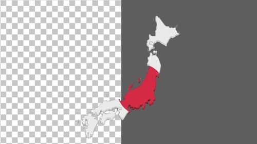 Japan Map Reveal Animation with Red Fill