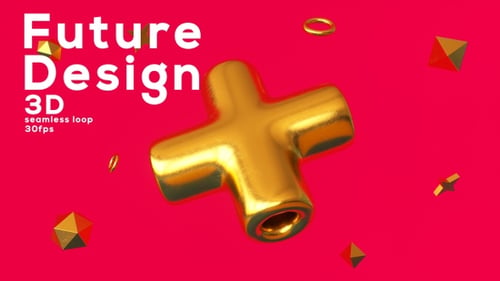 3 D Goldene Figuren mit rotem Hintergrund