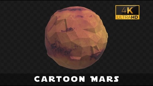 Cartoon Mars Rotate and Loop in alpha channel