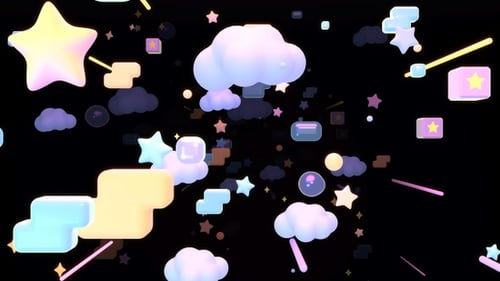 Pastel Abstract 3D Shapes Seamless Loop Background