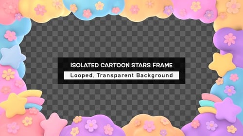 Soft Pastel Cloud Frame with Flowers and Stars