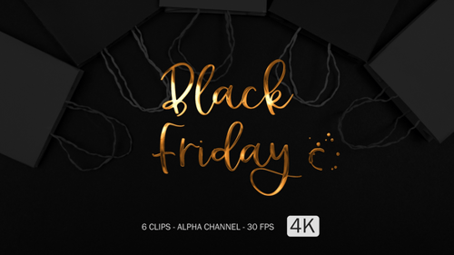 Elegant Black Friday Cursive Text Animation with Alpha Channel Pack