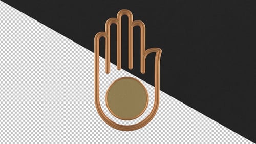 Animated 3D Golden Religious Hand Symbol Rotation
